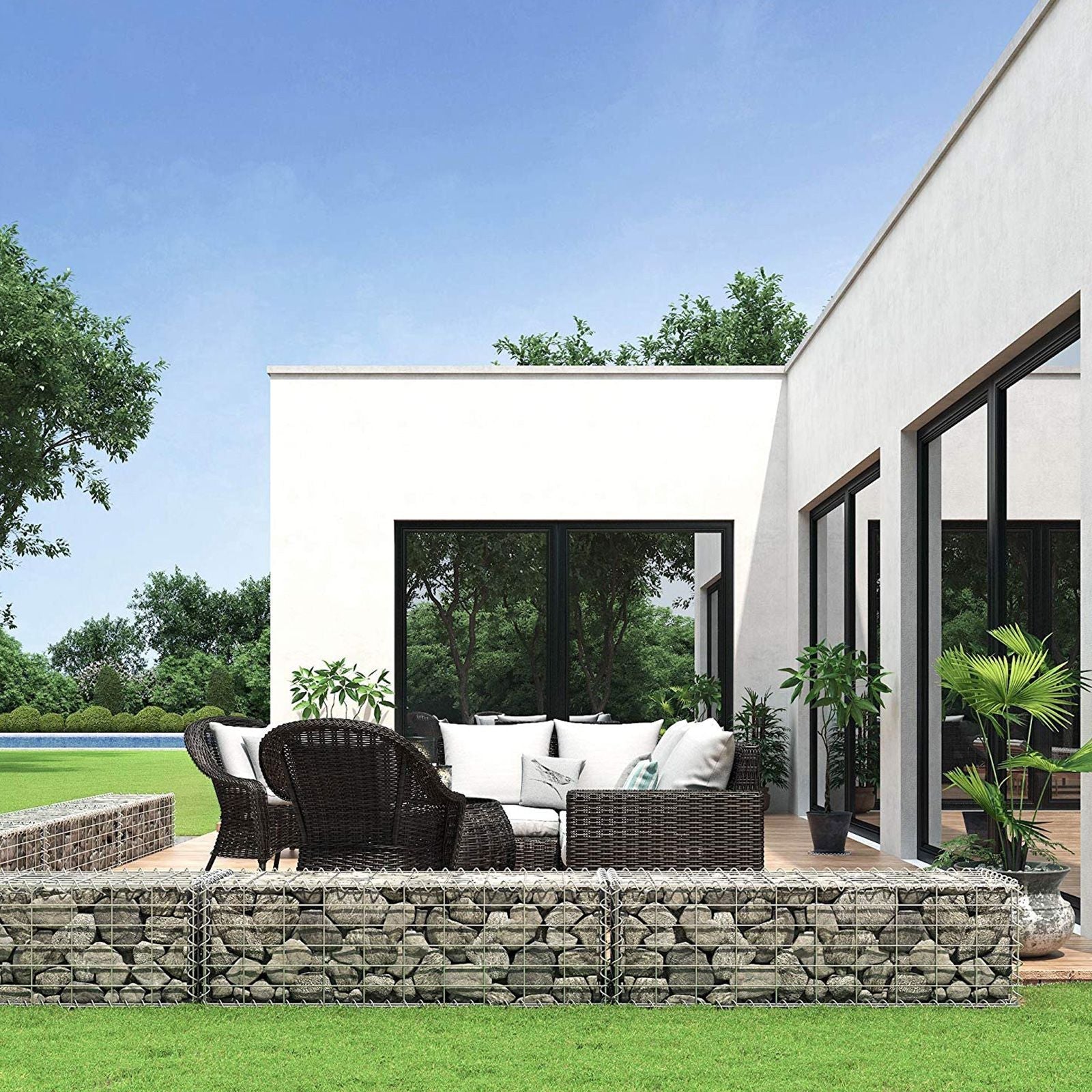 Schanskorf - Gabion Garden Wall - für Steine - 100 x 30 x 30 cm - Silber