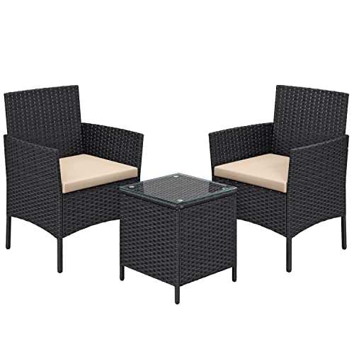 Gartenmöbel Set - PE Polyrotan - Schwarz und Grau