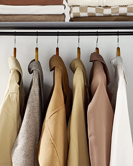 Kleiderschrank mit Bekleidungsstangen - Leinenschrank - Kleidungsständer - faltbar - 140 x 43 x 174 cm