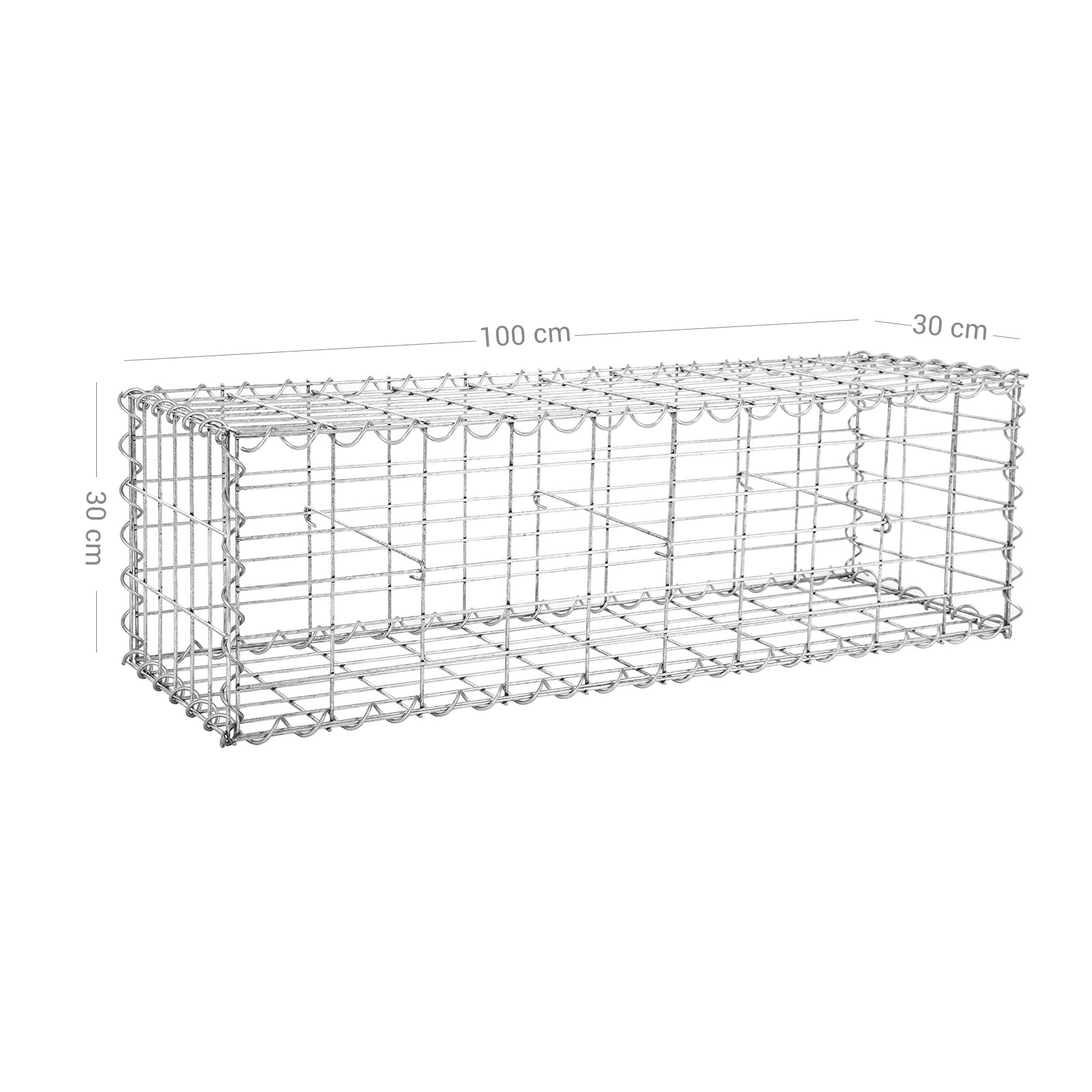 Schanskorf - Gabion Garden Wall - für Steine - 100 x 30 x 30 cm - Silber