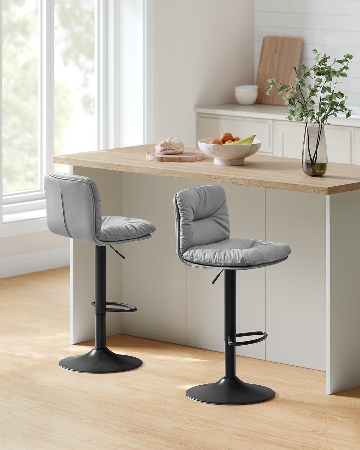 Barhocker - 2 - Stiftsitz - rotbar - grau