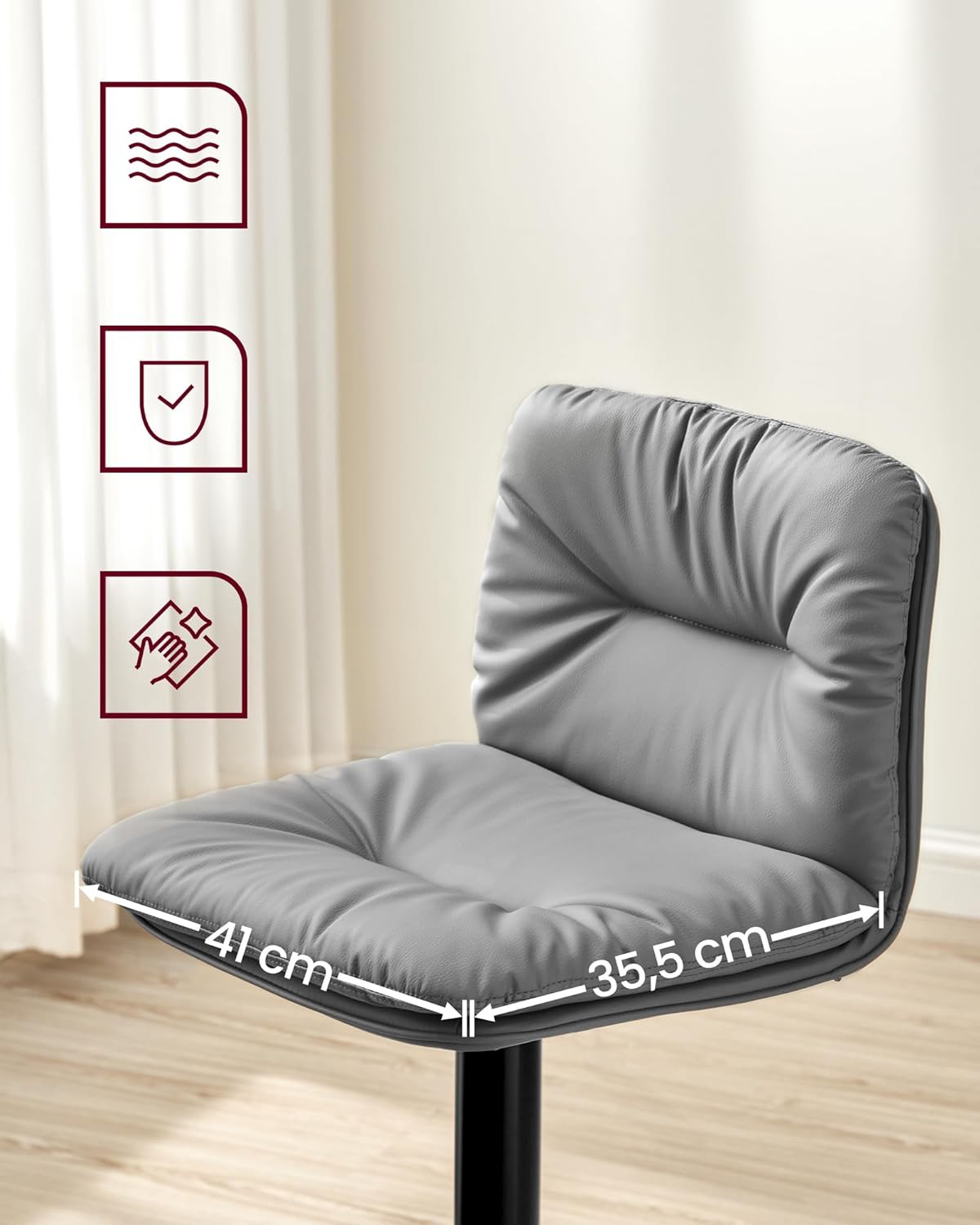 Barhocker - 2 - Stiftsitz - rotbar - grau
