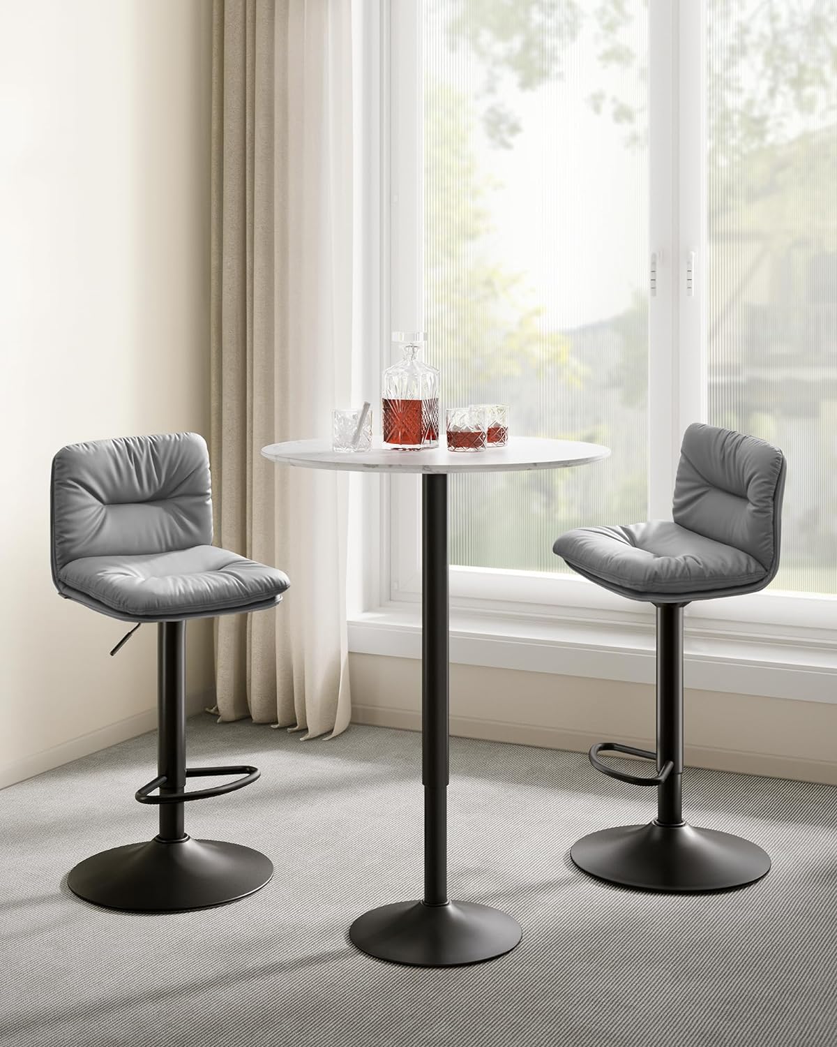 Barhocker - 2 - Stiftsitz - rotbar - grau