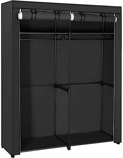 Kleiderschrank mit Bekleidungsstangen - Leinenschrank - Kleidungsständer - faltbar - 140 x 43 x 174 cm