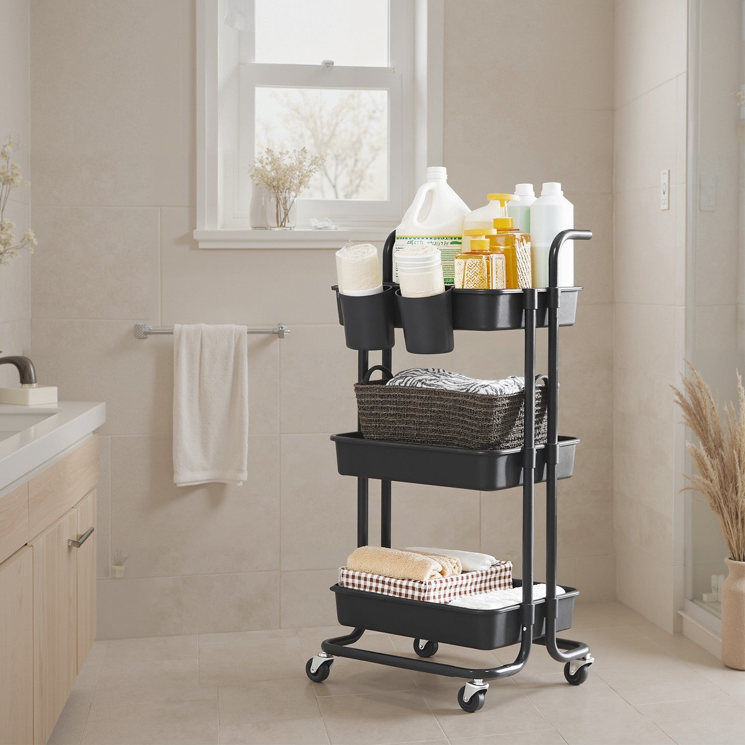 3-layerer Trolley, Servierwagen, Küchenwagen mit Griff