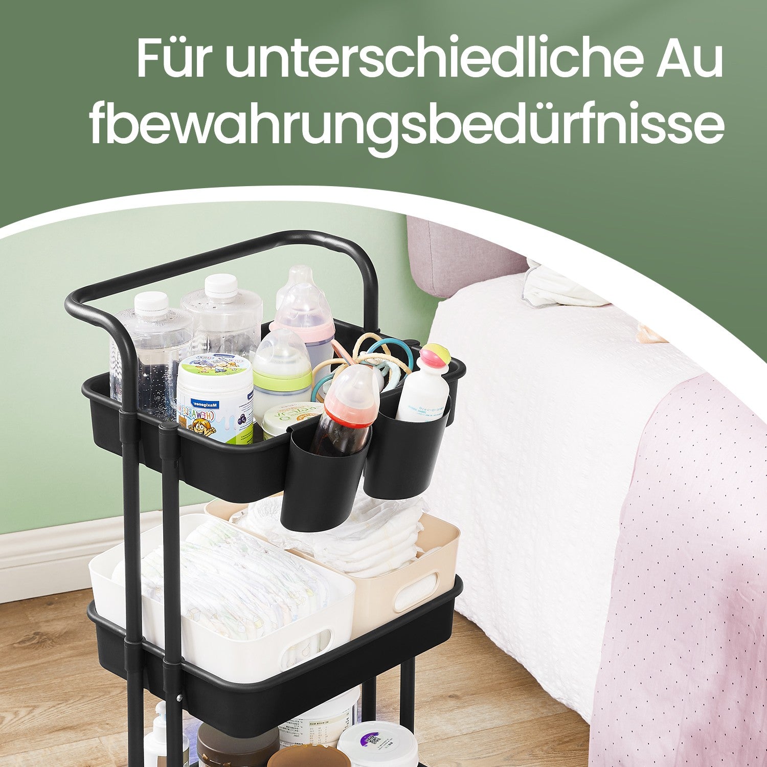 3-layerer Trolley, Servierwagen, Küchenwagen mit Griff