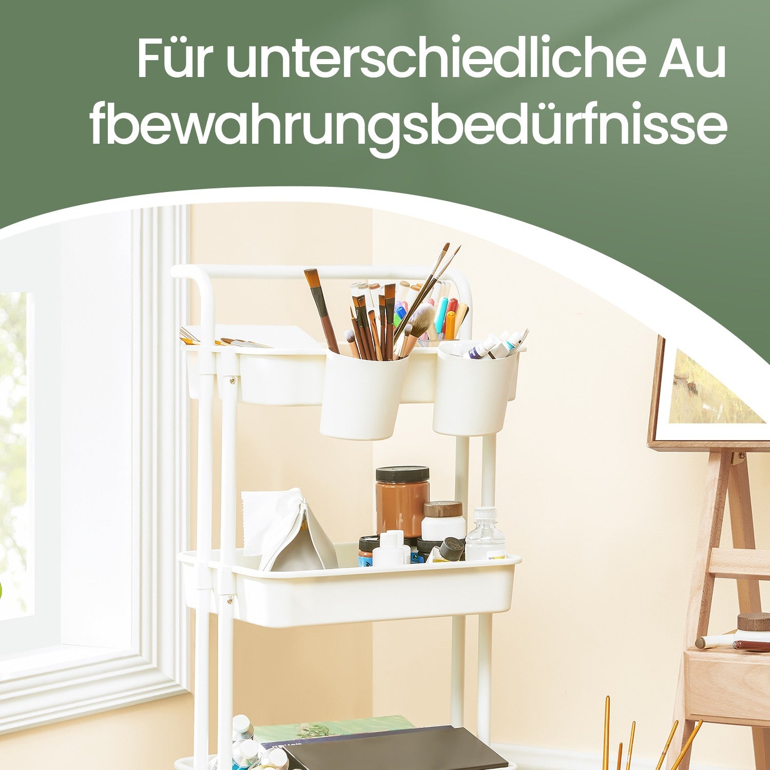 3-layerer Trolley, Servierwagen, Küchenwagen mit Griff
