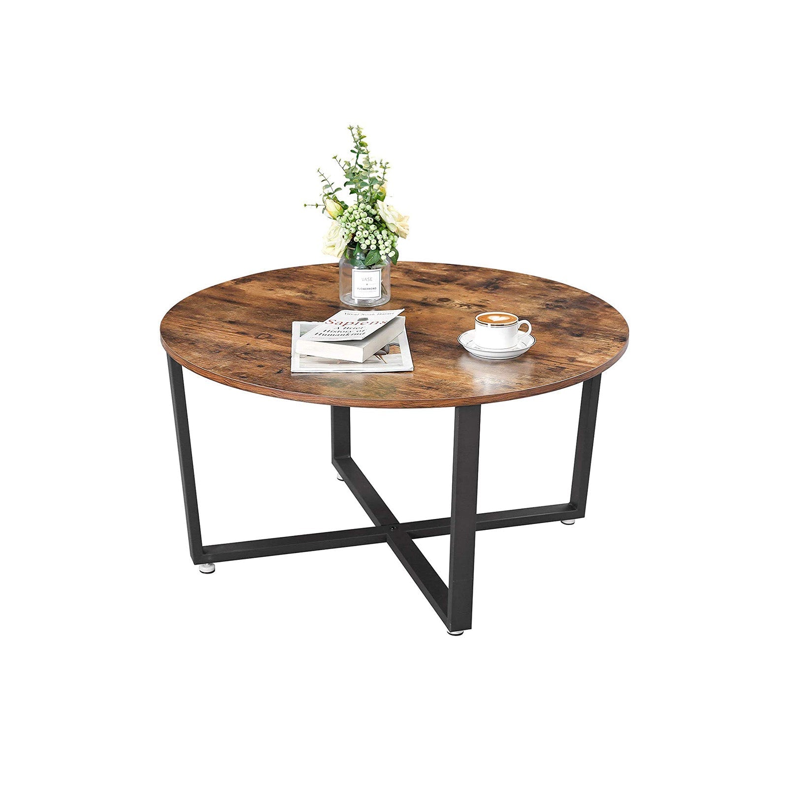 Couchtisch - Banktisch - Runde - Stahlrahmen - Brown