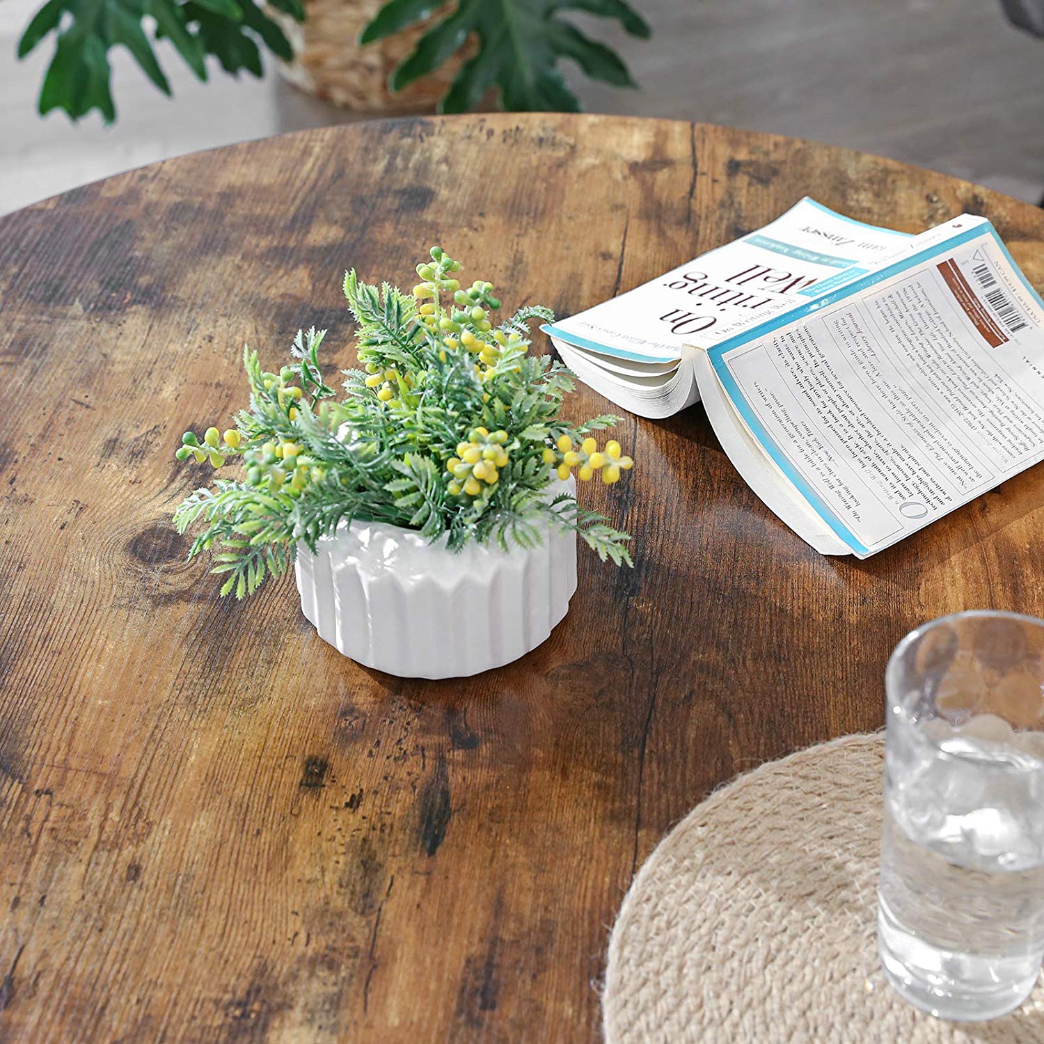 Couchtisch - Banktisch - Runde - Stahlrahmen - Brown