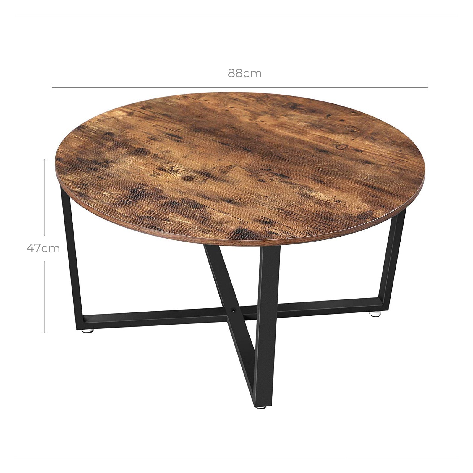 Couchtisch - Banktisch - Runde - Stahlrahmen - Brown