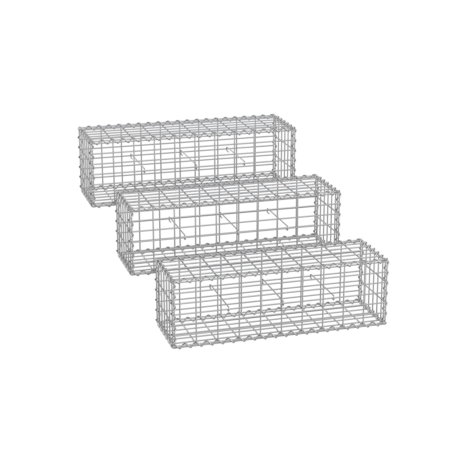 Drahtkorb - Set von 3 - 5 x 10 cm Maas Breite - Silber