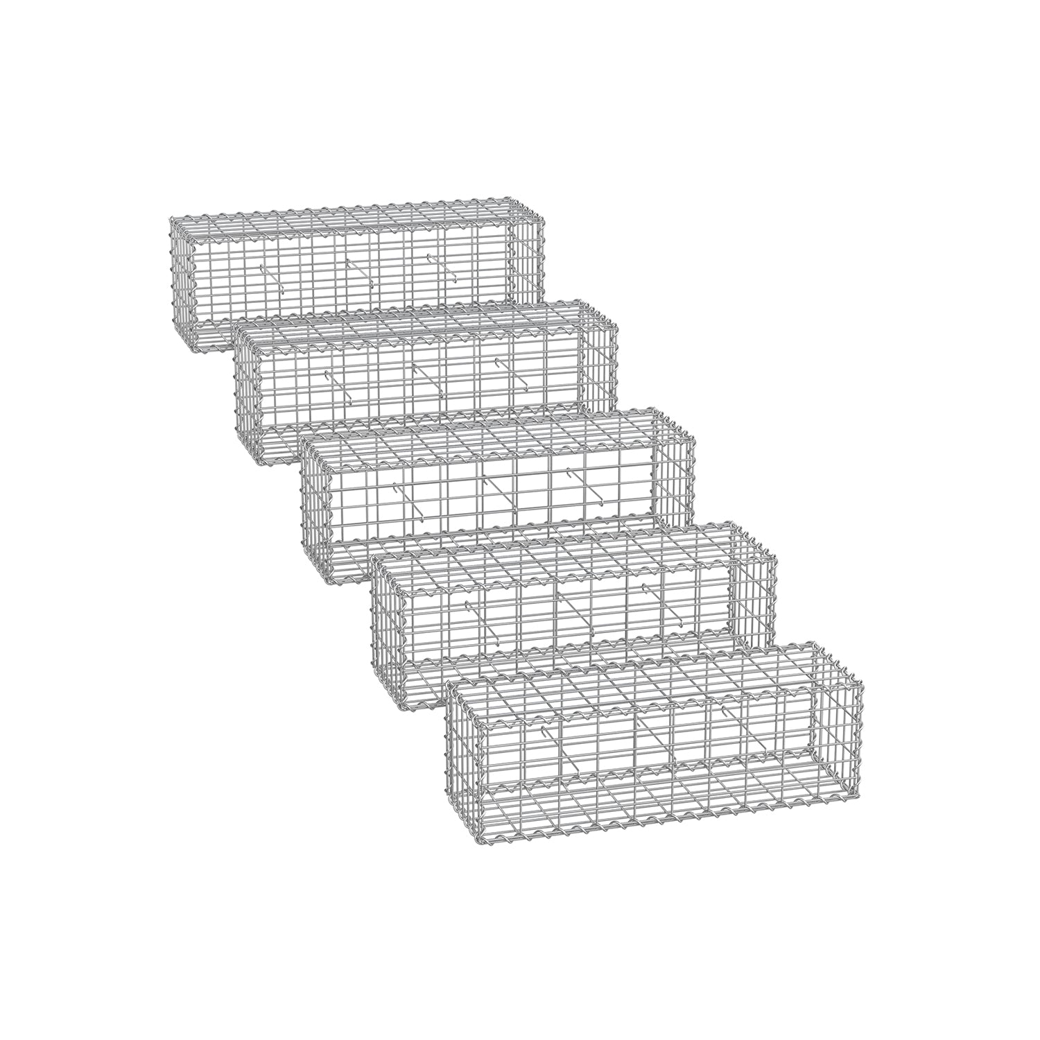 Schans Körbe - Set von 5 - 5 x 10 cm Maaswoodte - Silber