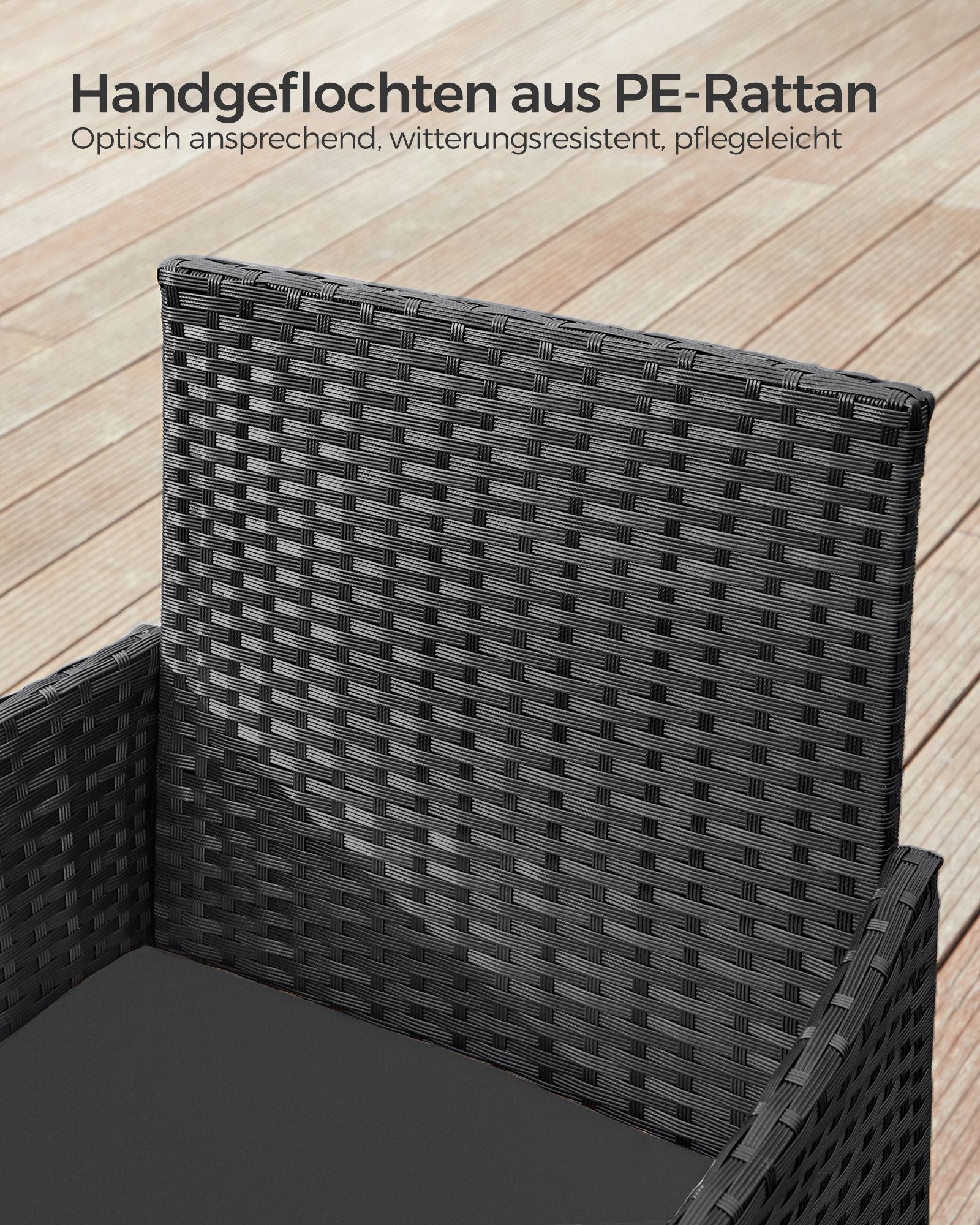 Balkonmöbel - PE Polyrotaner - Schwarzgrau