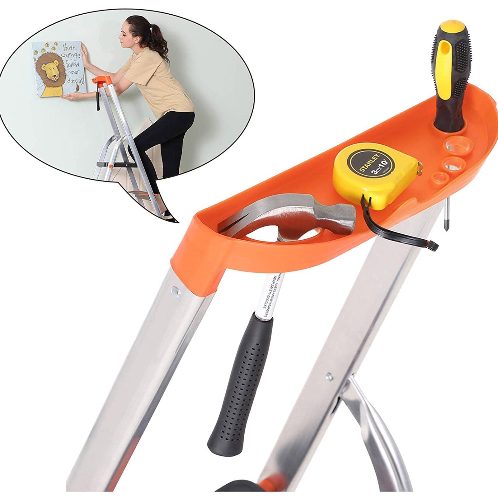 Leiter - 3 Stufen - Aluminium - Anti -Slip -Füße - Ladungskapazität 150 kg