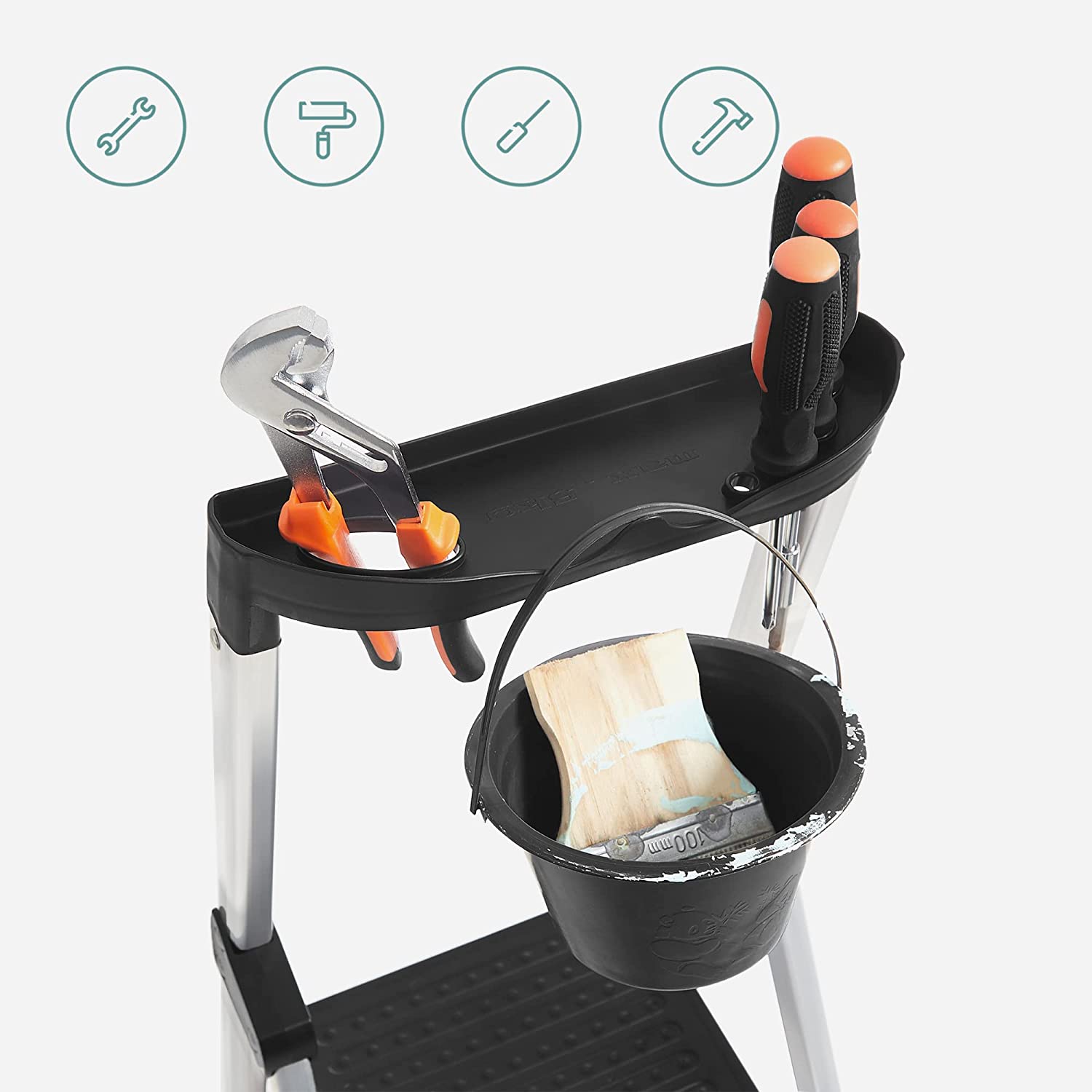 Treppenlade - faltbar - 5 Schritte - Aluminium - bis zu 150 kg