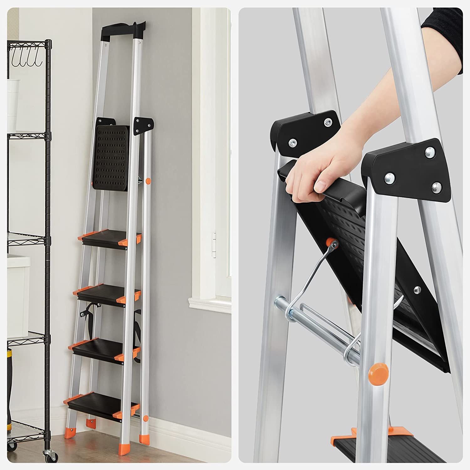 Treppenlade - faltbar - 5 Schritte - Aluminium - bis zu 150 kg