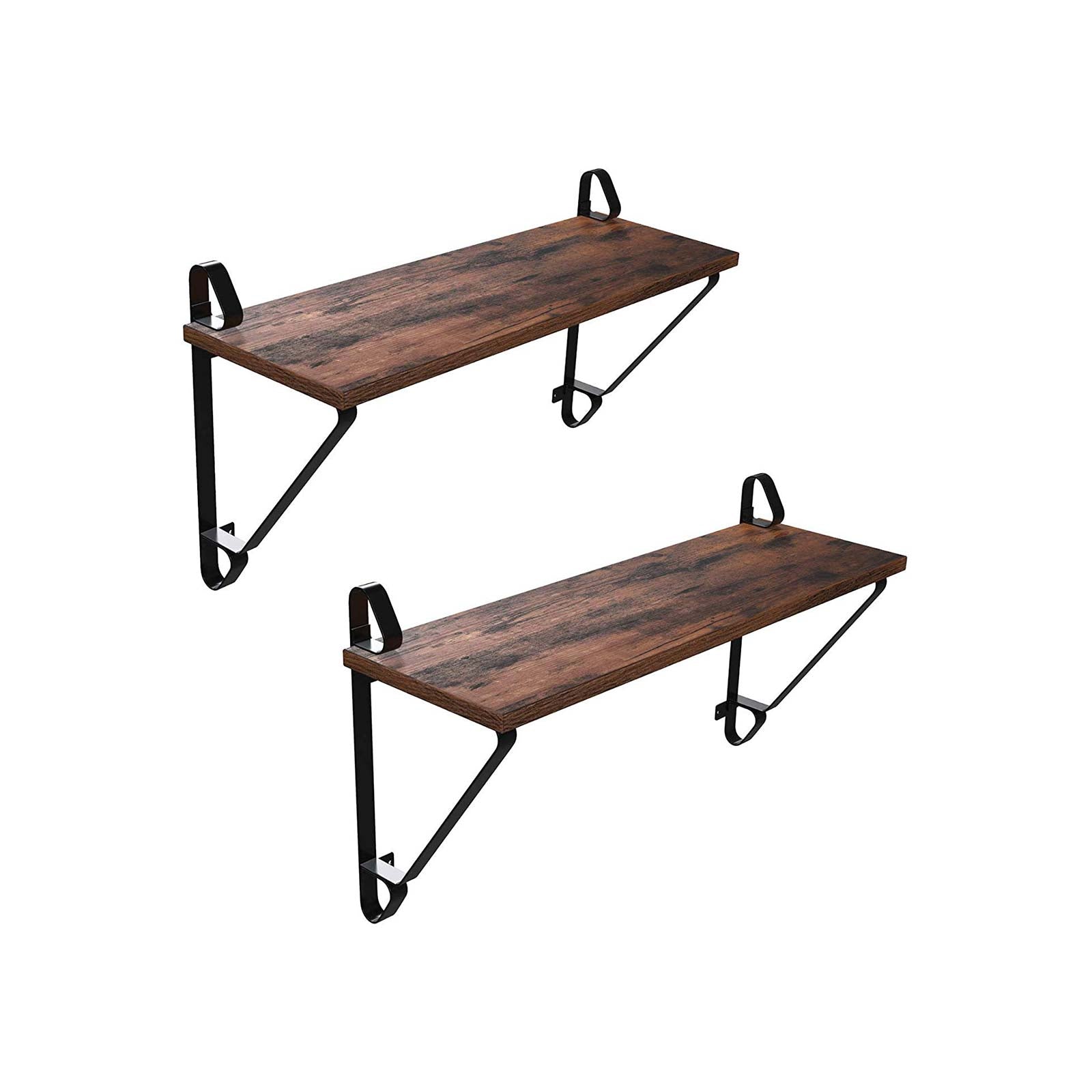 Wandregale Set von 2 - große schwimmende Bretter - rustikales Design - braun/schwarz