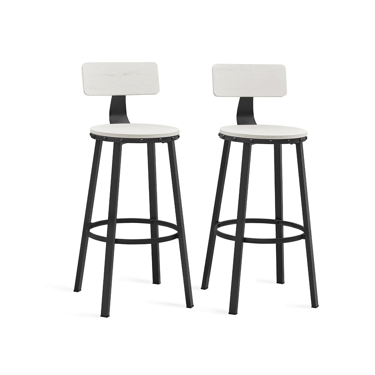 Barhocker - 2 - mit Rückenlehne - Holzsitz - braun