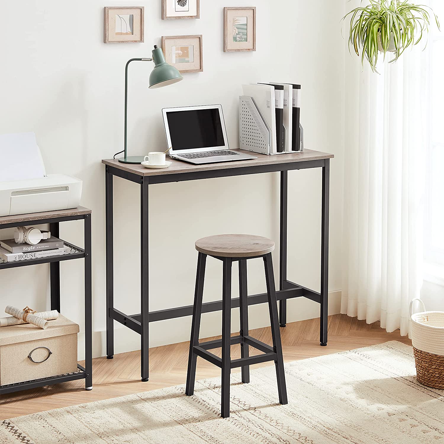 Barhocker - 2 - Stangenstühle - Höhe 65 cm - rund - mit Stahlrahmen