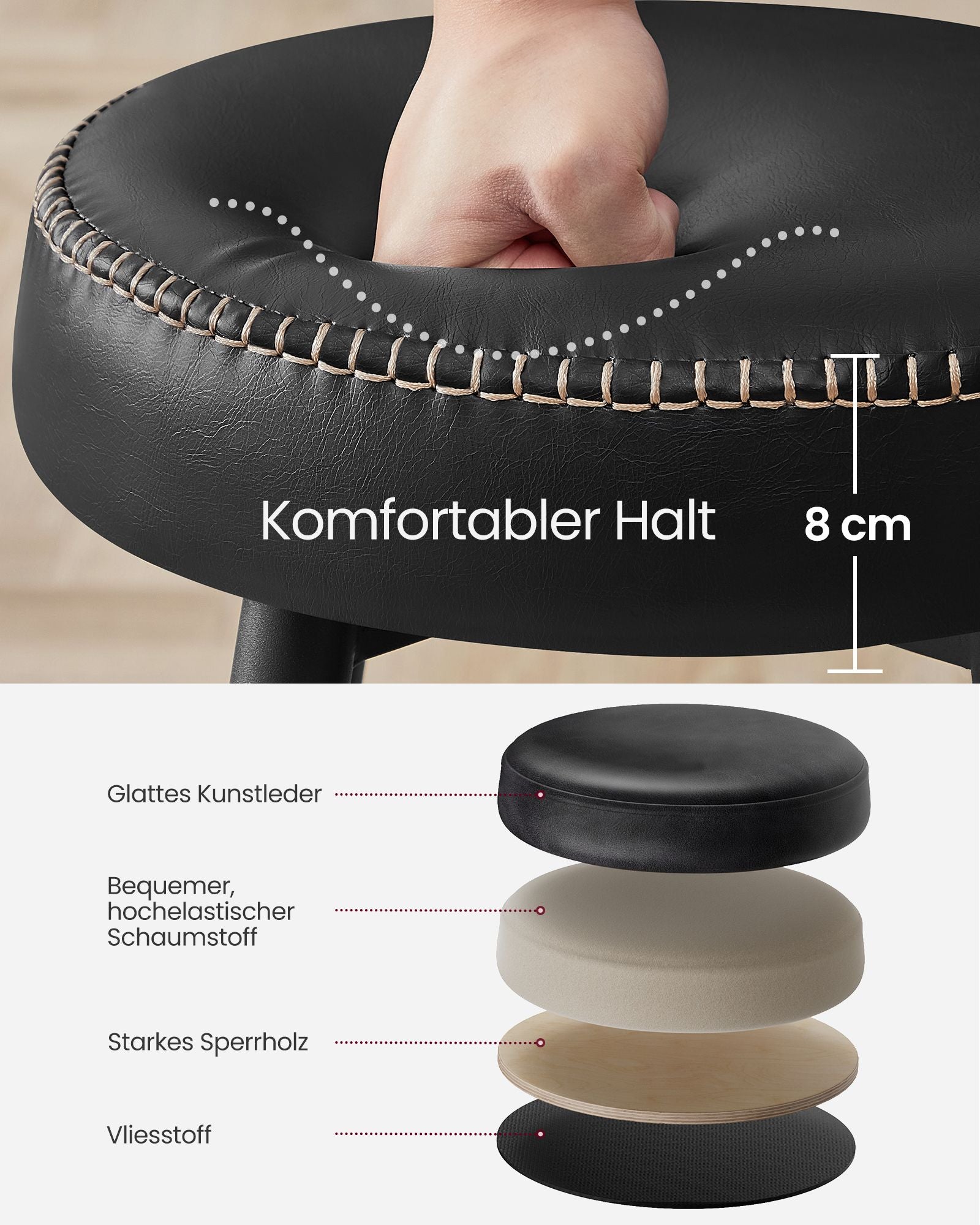 Ekho -Kollektion - Barhocker - 2 - einfach zu montieren - 63 cm hoch