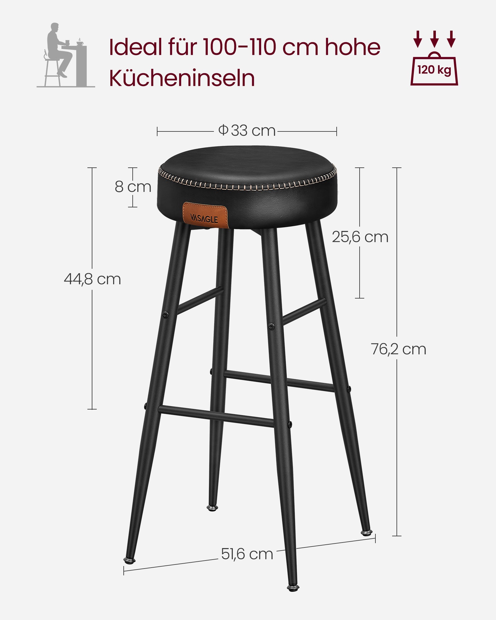 Ekho collection - Bar stool - Set of 2 - Basic Black