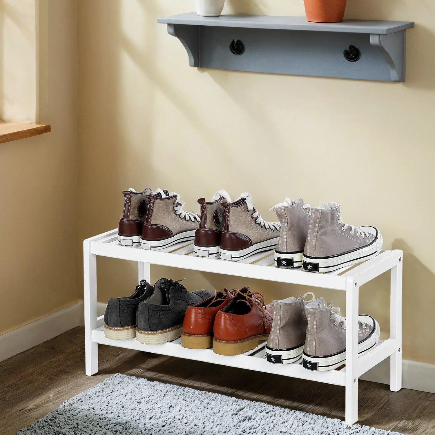 2-layer Schuh Rack Bambusschuhschuhschuh Organisator