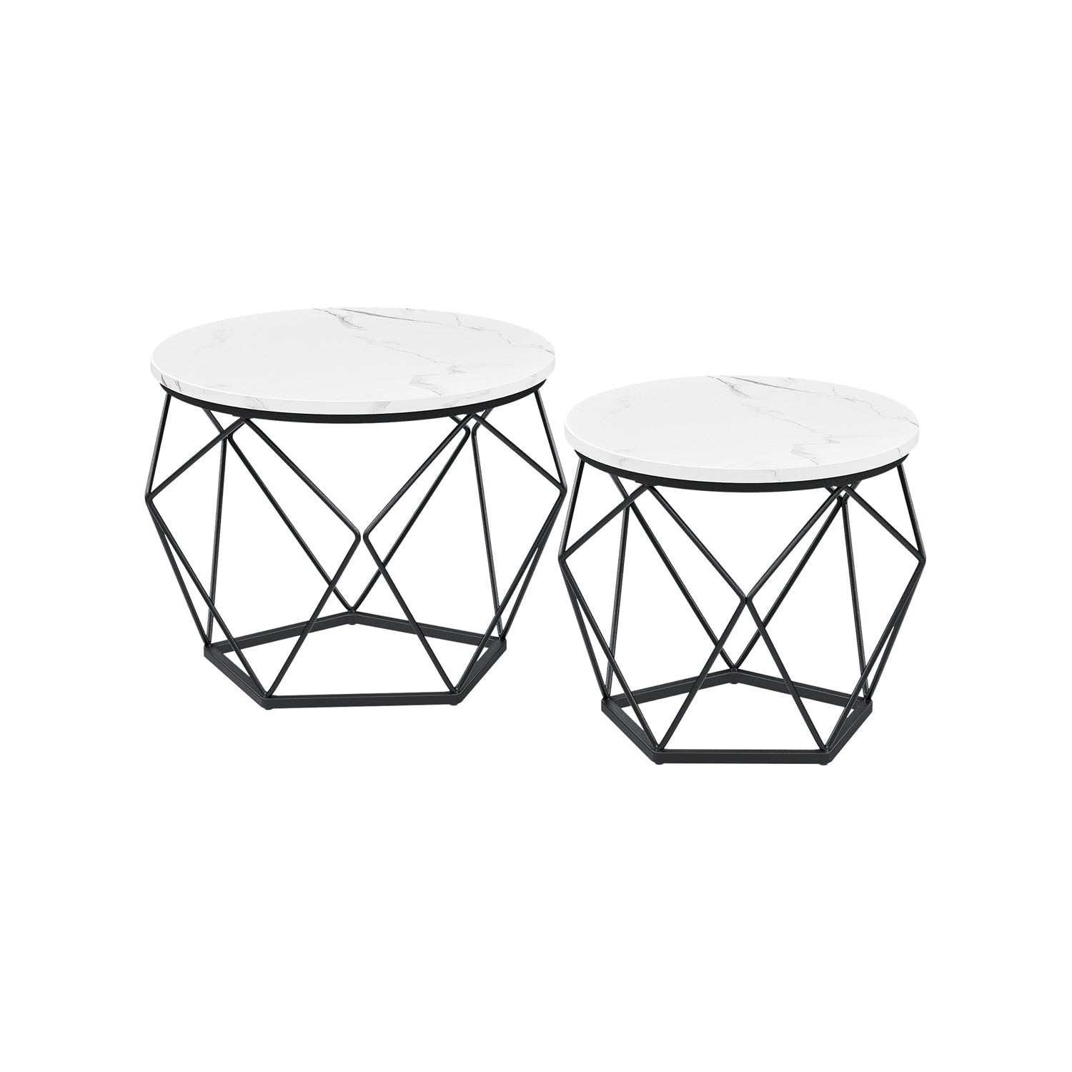 Runder Couchtisch Set von 2-Vintage-Flair-Vintage-Braun-Inktzwart