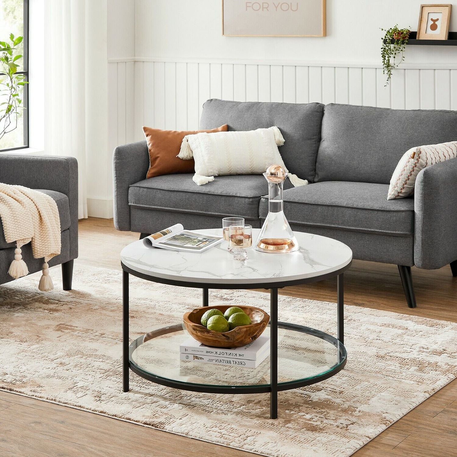 Couchtisch mit 2 Regalen für das Wohnzimmer