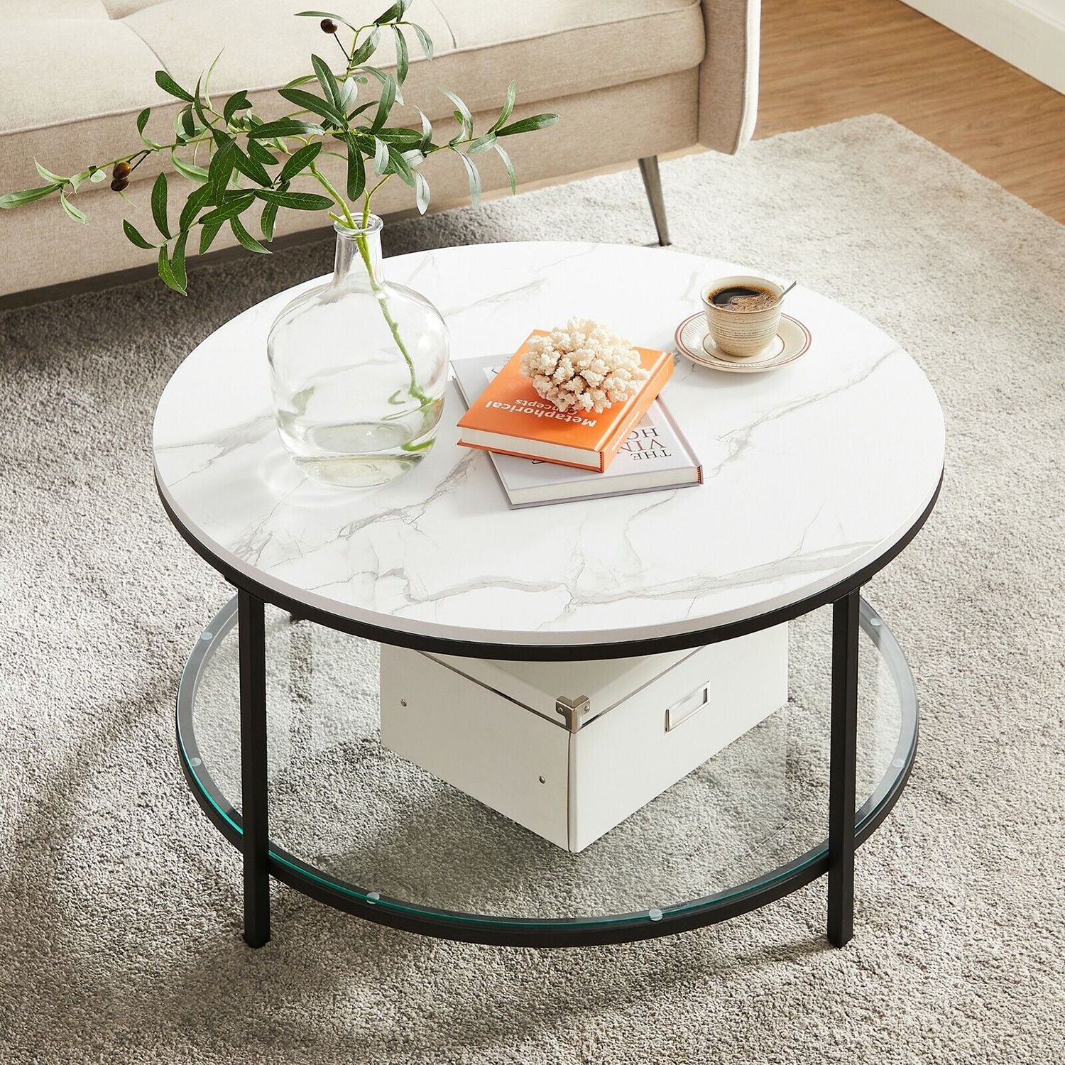 Couchtisch mit 2 Regalen für das Wohnzimmer