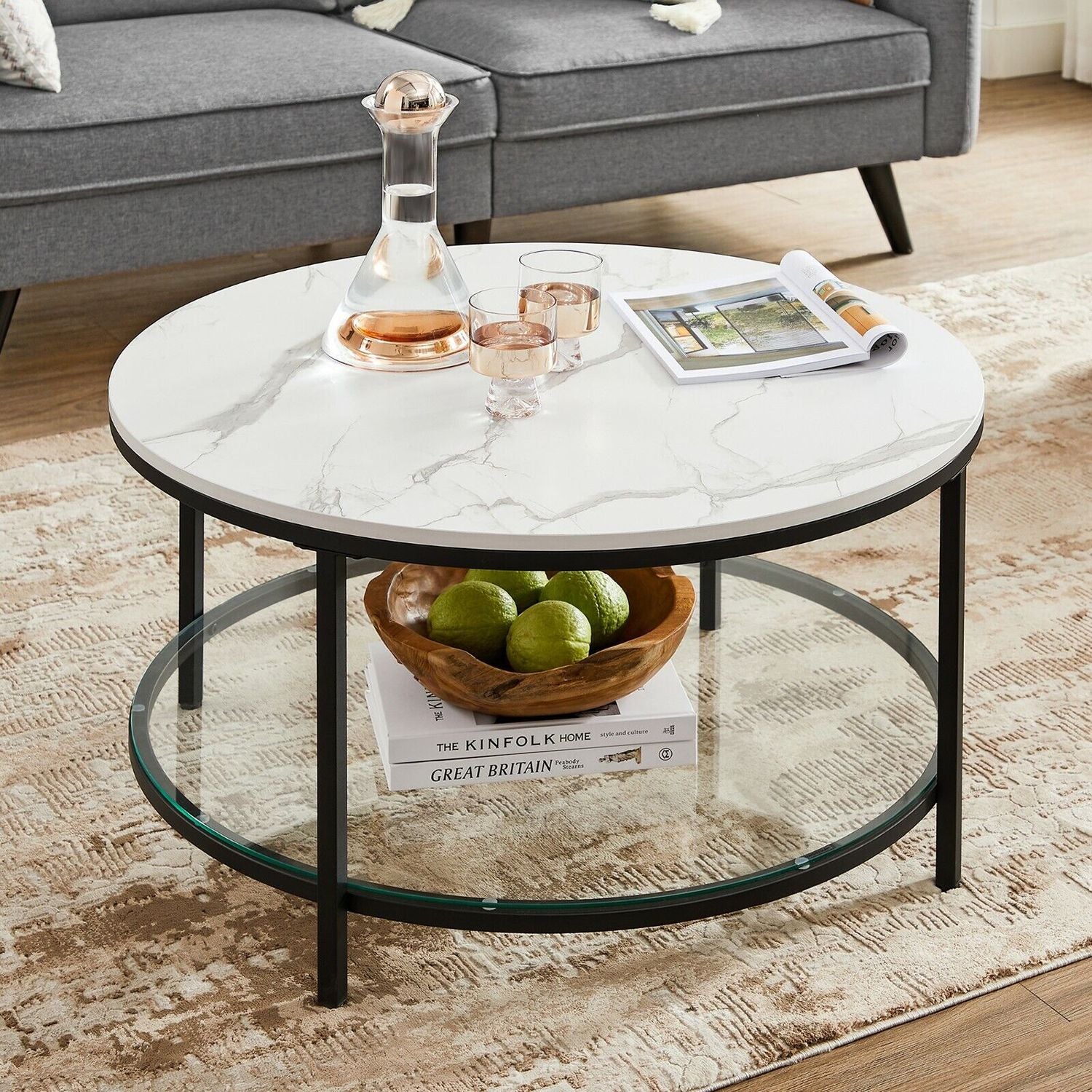 Couchtisch mit 2 Regalen für das Wohnzimmer