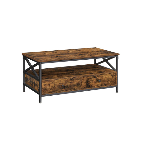 Couchtisch - Wohnzimmertisch - mit 2 Schubladen - 100 x 55 x 45 cm - braun