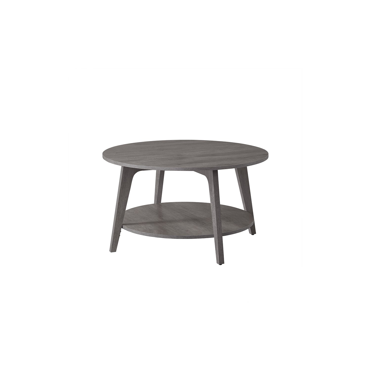 Runder Couchtisch - 2 Level - mit Stauraum - 80 x 45 cm - Nebelgrau