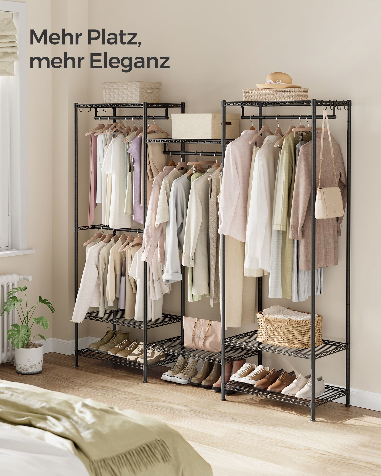 Kleiderschrank - offen - mit einstellbaren Regalen