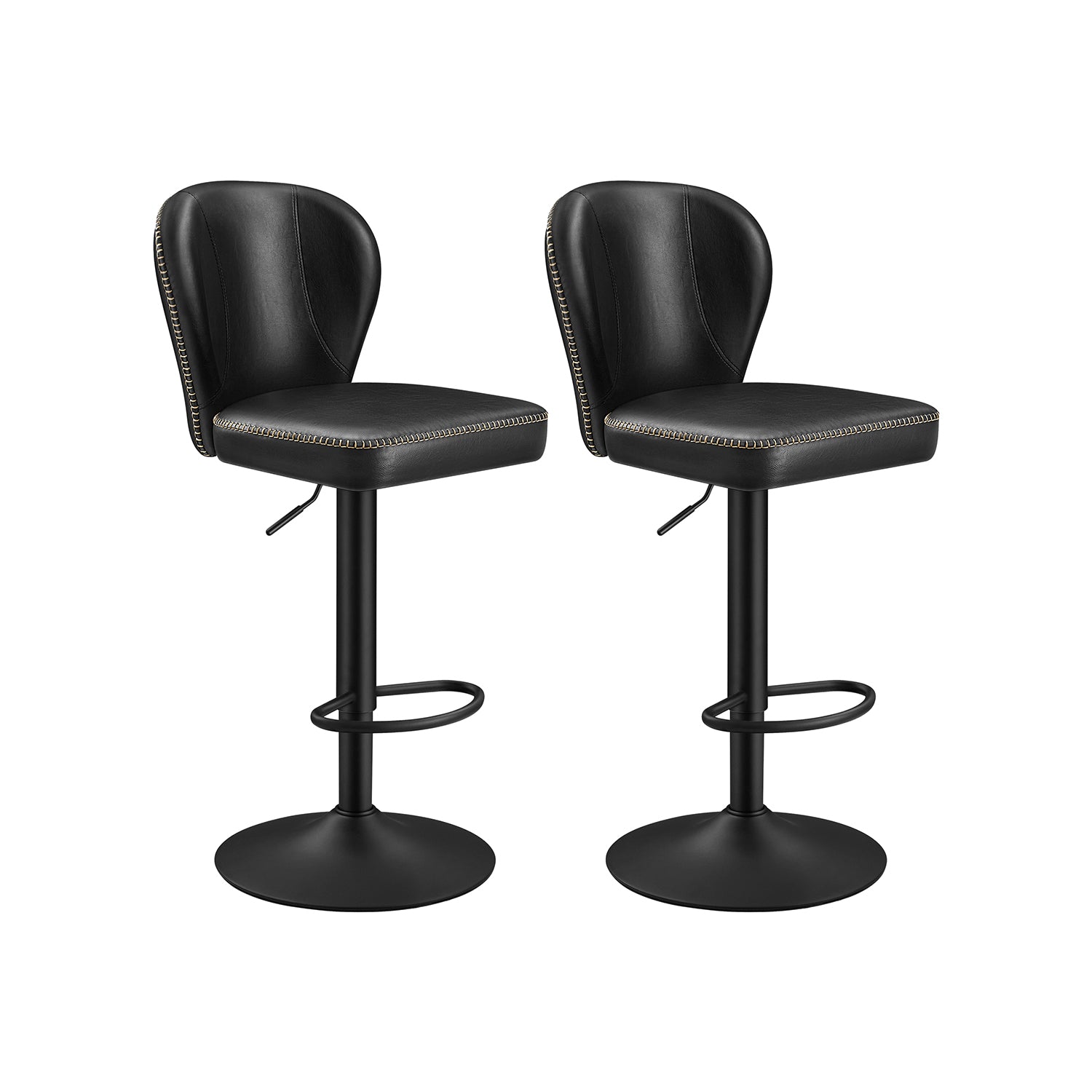 Set von 2 rotierenden Stangenhockern mit Backlast -Tinte -Black
