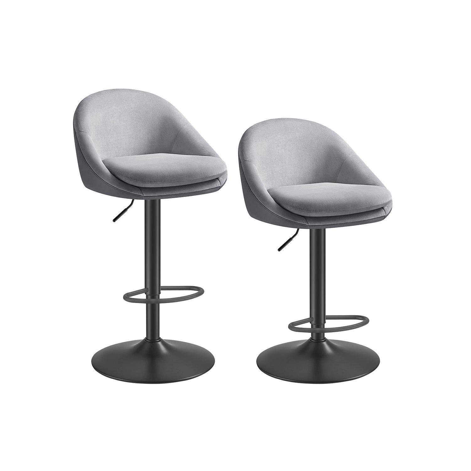 Stangenhocker-Set von 2 in Höhenverstellbares Creme weiß-Silver Grau
