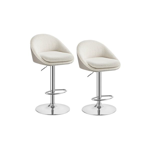 Stangenhocker-Set von 2 in Höhenverstellbares Creme weiß-Silver Grau