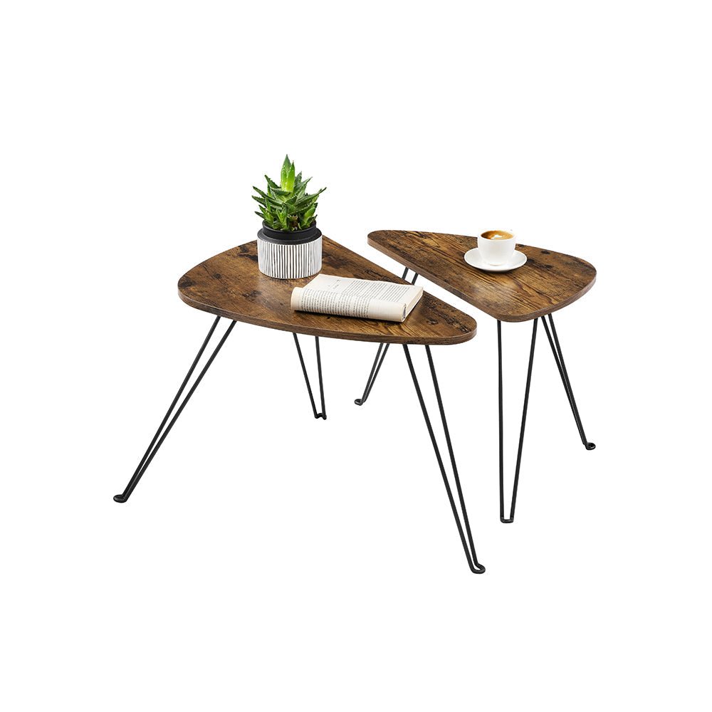 Seitentische - 2 - Couchtisch - Industrielles Design - Brown/Schwarz
