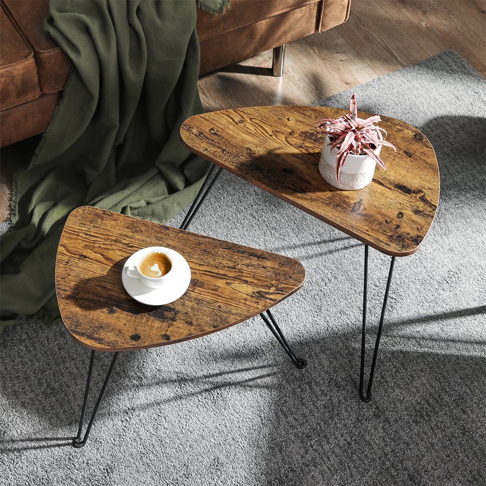 Seitentische - 2 - Couchtisch - Industrielles Design - Brown/Schwarz
