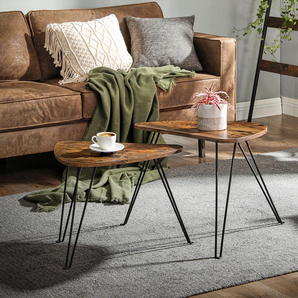 Seitentische - 2 - Couchtisch - Industrielles Design - Brown/Schwarz