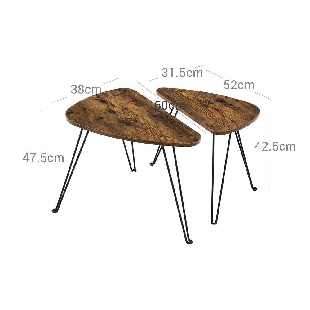 Seitentische - 2 - Couchtisch - Industrielles Design - Brown/Schwarz