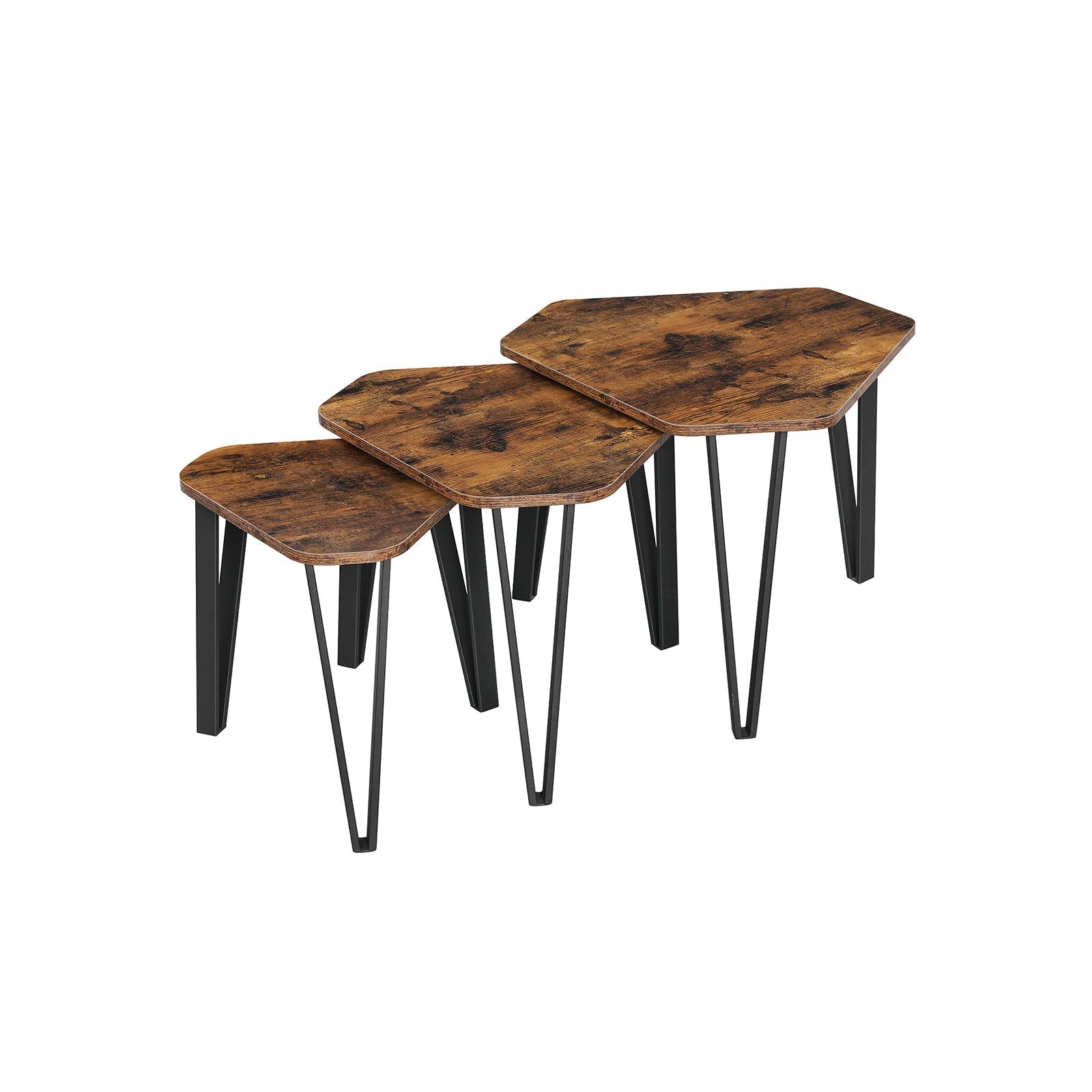 Nachttische - Set von 3 - Industriedesign - Seitentische - braun