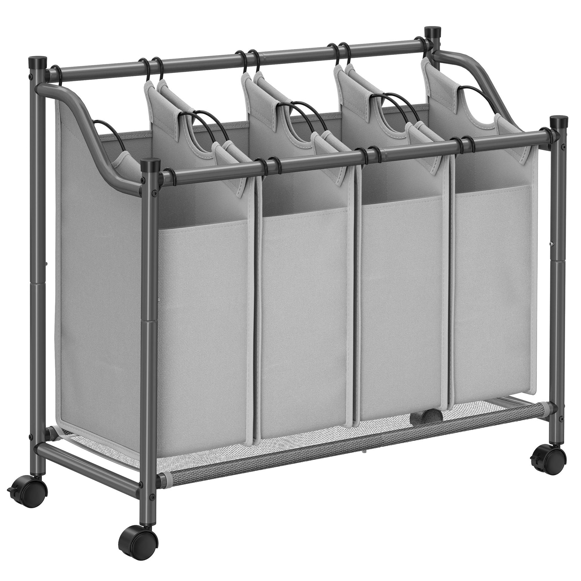 Wäschereikorb auf Rädern - 4 Waschbeutel - 4 x 35 Liter - Beige