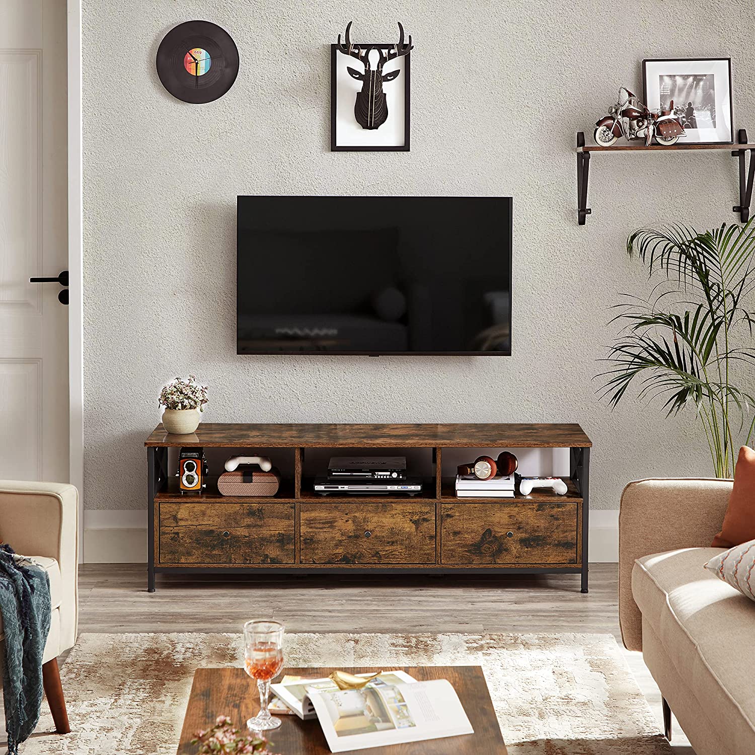 TV -Möbel - Couchtisch - mit 3 Schubladen - Industriedesign