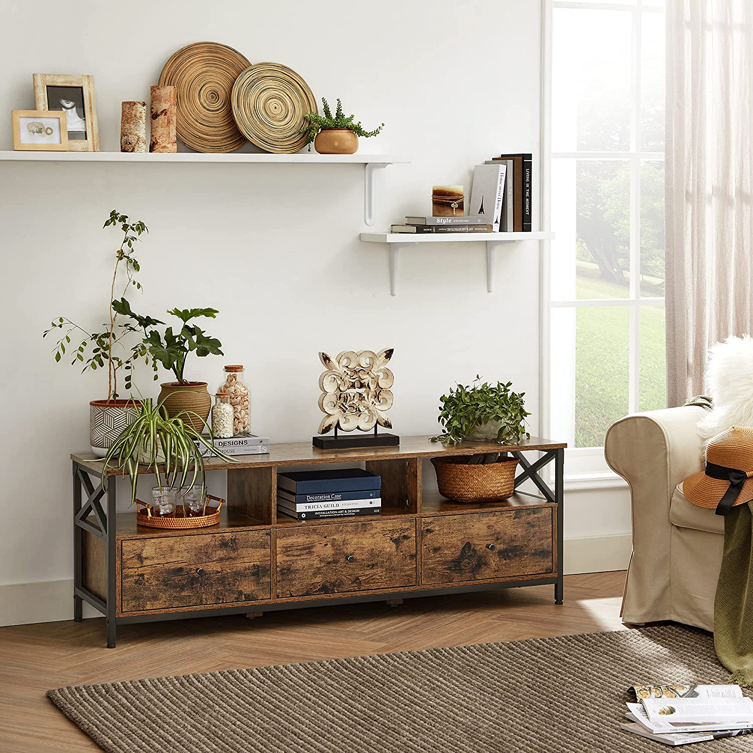 TV -Möbel - Couchtisch - mit 3 Schubladen - Industriedesign