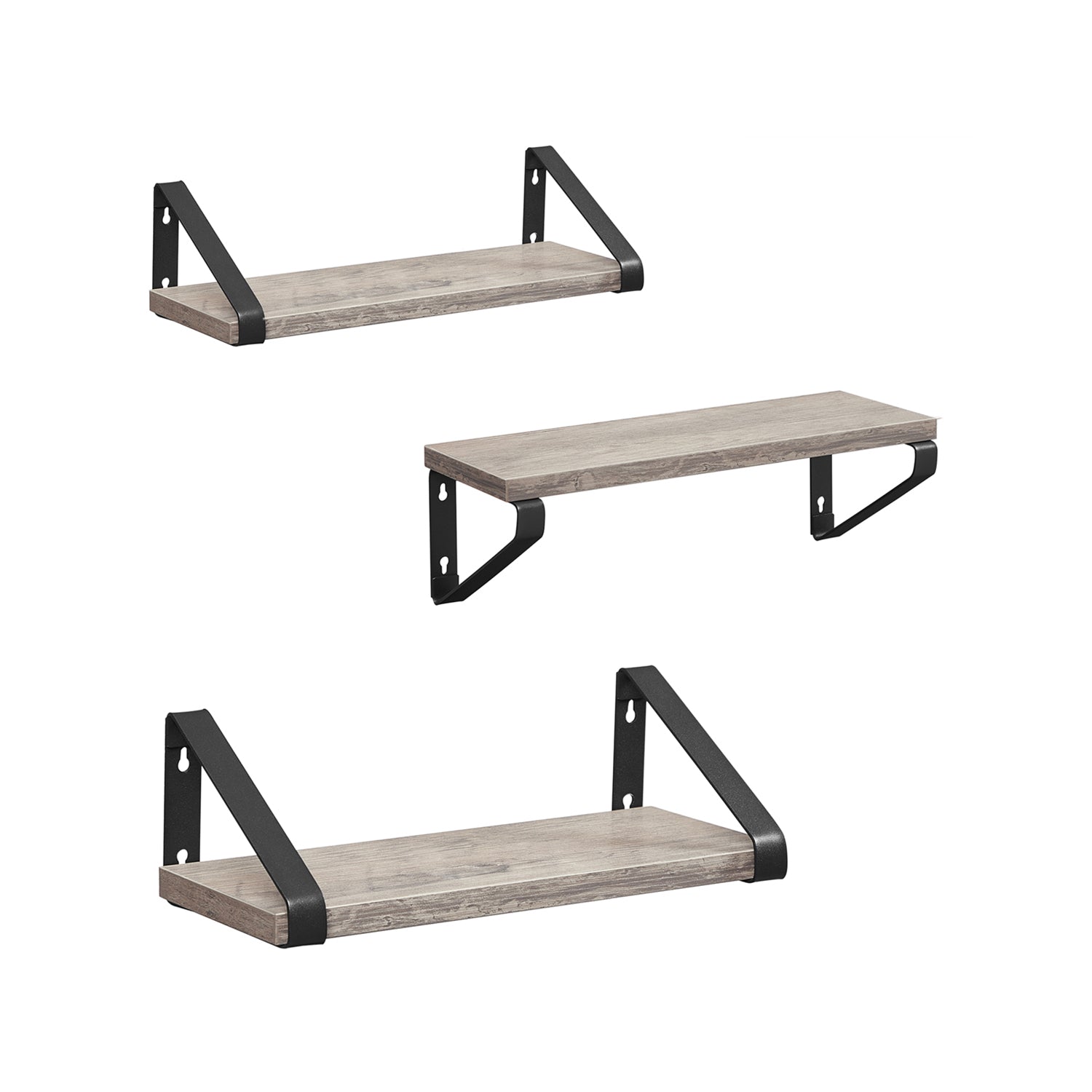 Wandschelfset 3 - Schwimmkarton - Industrial - Grau / Schwarz
