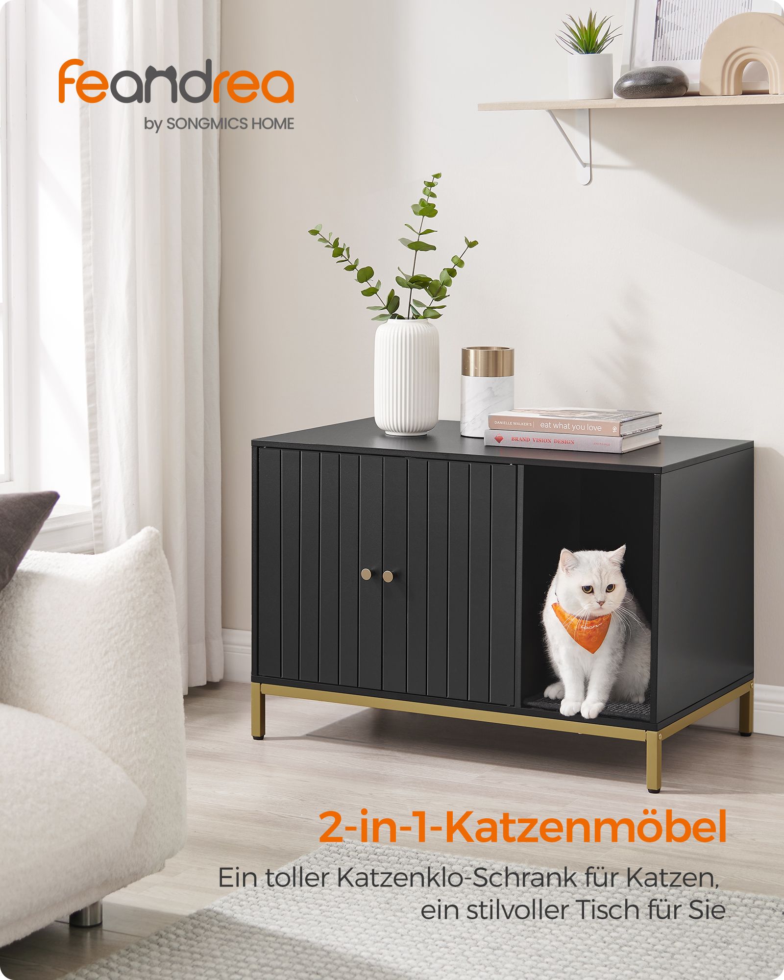 Katzenbäckerei mit Krabbenmatte und goldenen Beinen