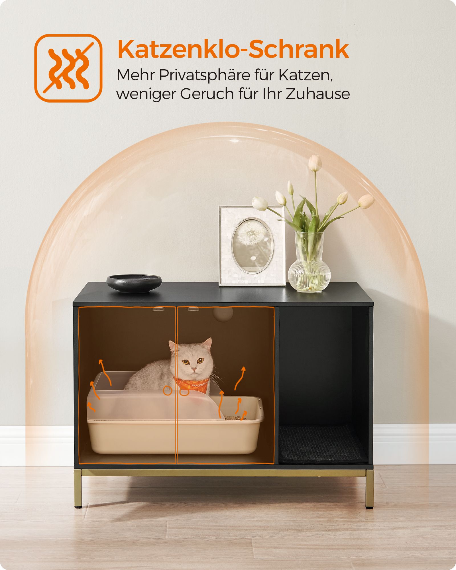Katzenbäckerei mit Krabbenmatte und goldenen Beinen