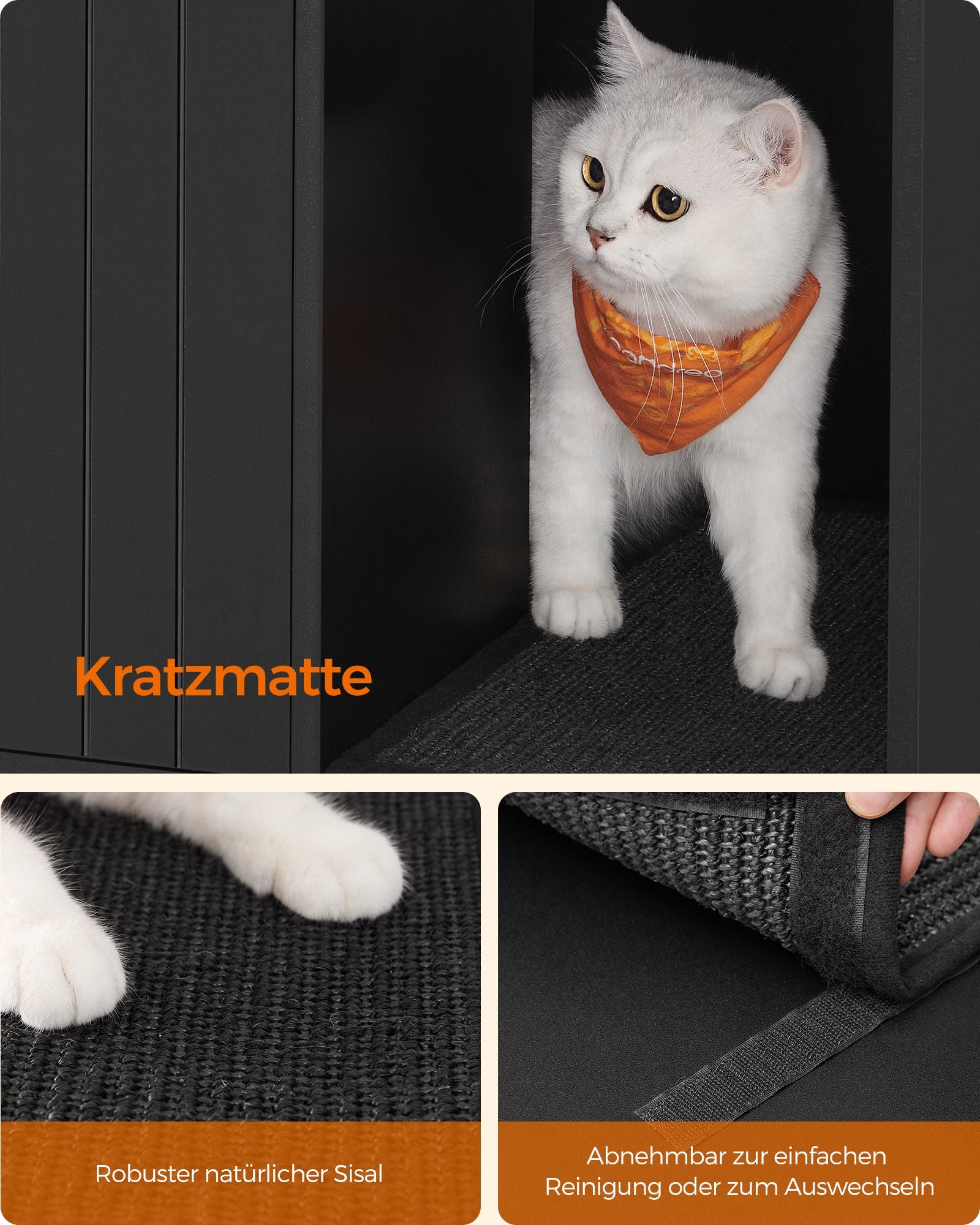 Katzenbäckerei mit Krabbenmatte und goldenen Beinen