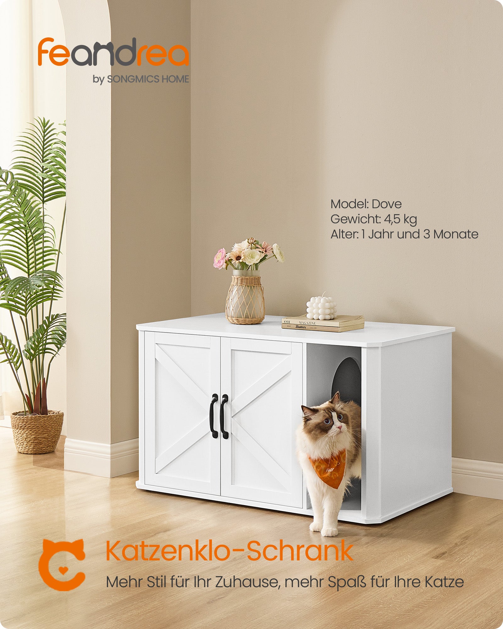 Katzenhaus mit Doppeltüren und Griffe Wolkwit