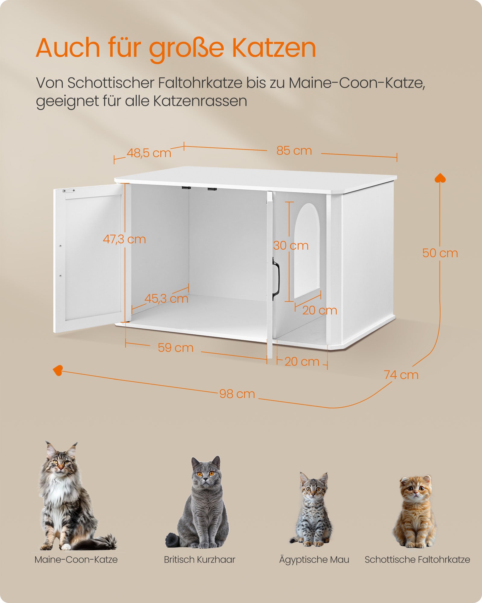 Katzenhaus mit Doppeltüren und Griffe Wolkwit